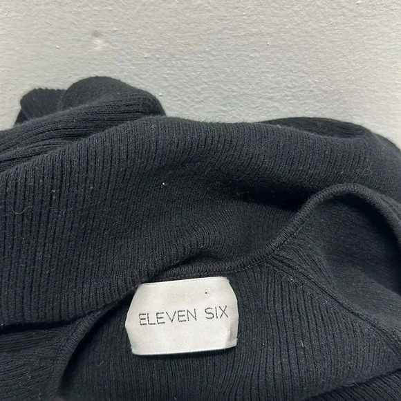 Eleven Six Elle Sweater Knit Jumper Square Neck Ribbed Bodycon Black Large - Picture 8 of 11